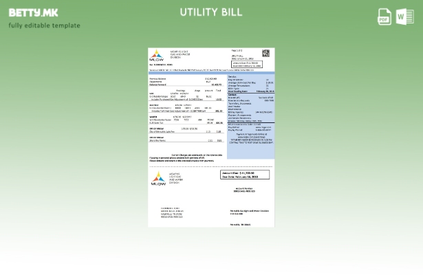 Модерен стил шаблон за комунални сметки во САД Тенеси MLGW